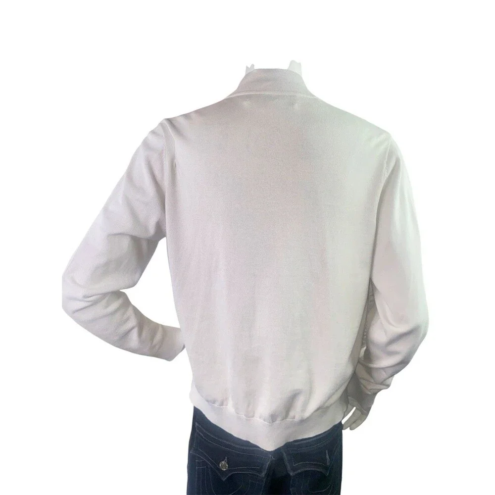 Adolfo Dominguez Men's XL Beige Full-Zip Knit Linen Hybrid Bomber Jacket Sweater
